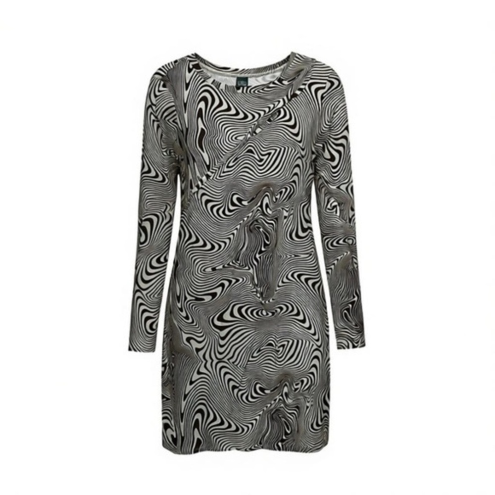 Wild Fable Long Sleeve Mini Dress – Trippy Swirl Print – Size L